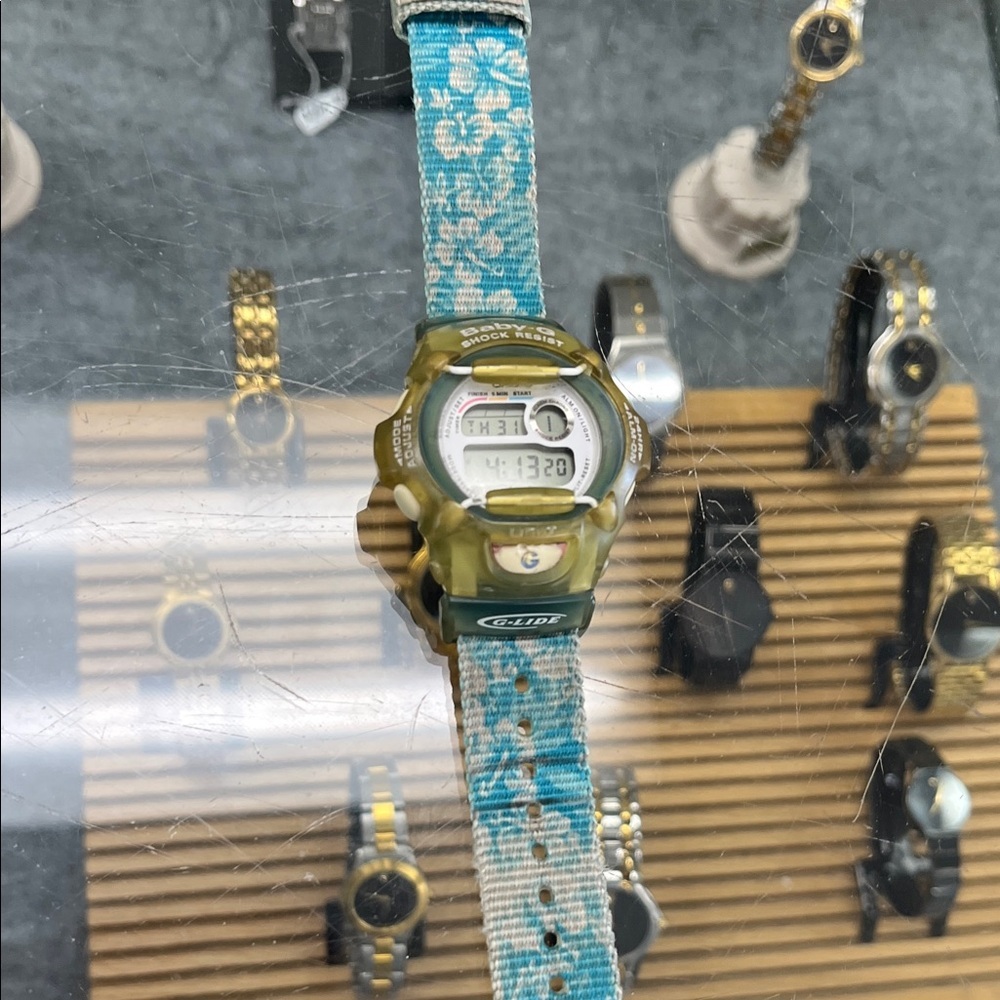 Baby G shock Watch with and Blue Patterned Strap
